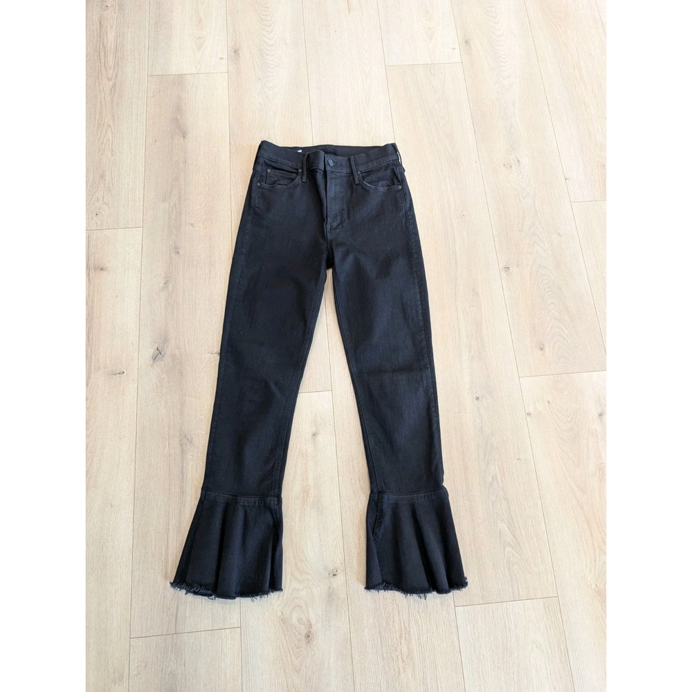 Mother Womens The Cha Cha Fray Jeans Flare Bell Bottom Size 26 Black Not Guilty